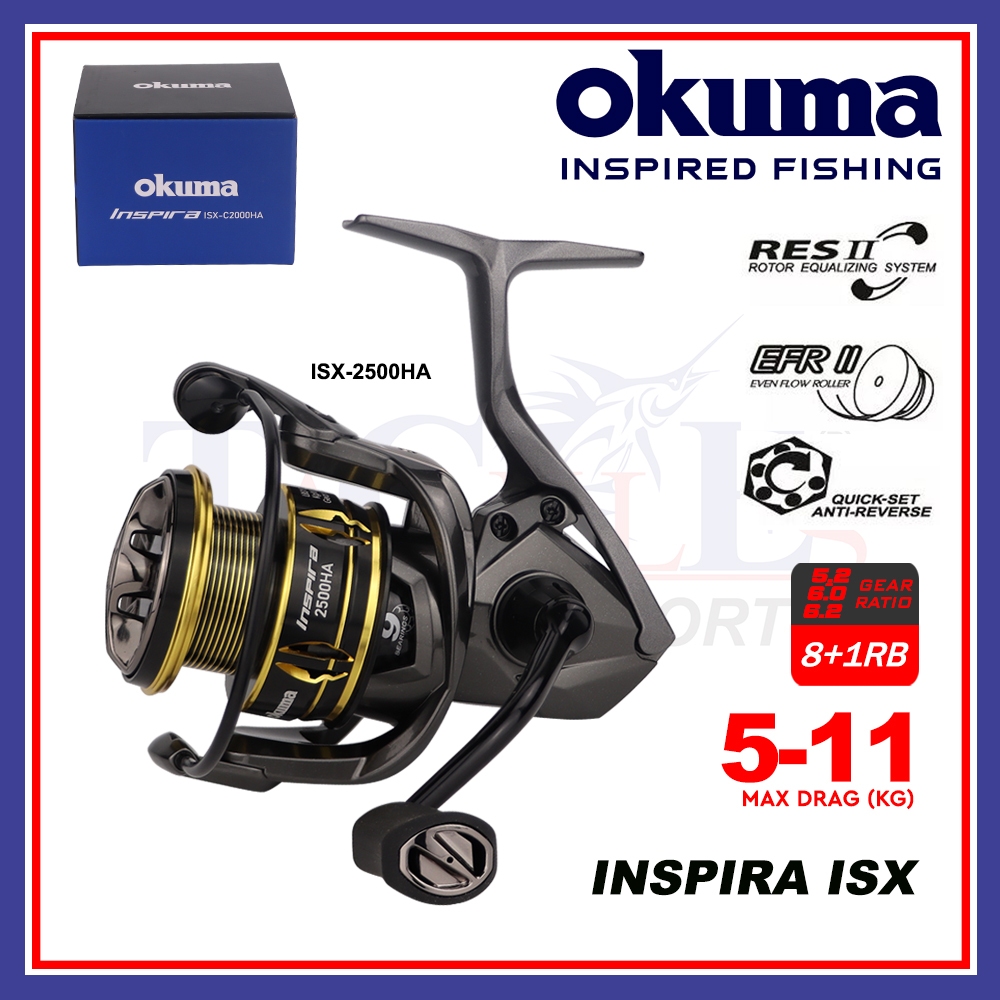 Okuma Inspira ISX Spinning Fishing Reel (5kg-11kg Maxdrag) Spinning Reel  Mesin Pancing (8+1RB)