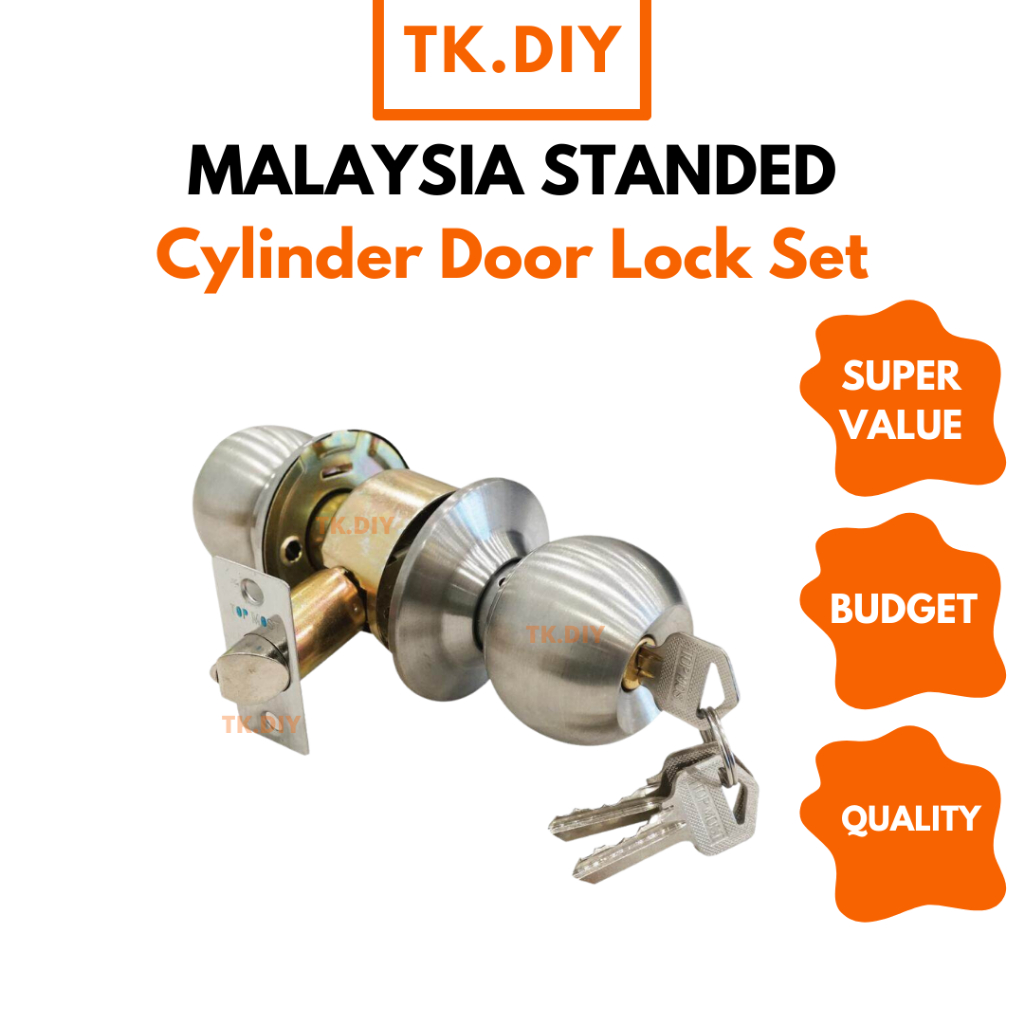 (TK.DIY) Cylinder Door Lock Set SN/AC For House Room Cylindrical Door