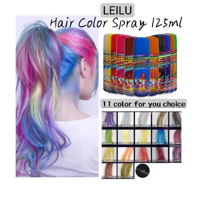 LEILU Temporary Colour Hair Spray Hair Dye Spray Warna Rambut Spray