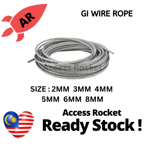 [Access Rocket] Galvanized (GI) Steel Wire Rope (2mm, 3mm, 4mm, 5mm ...