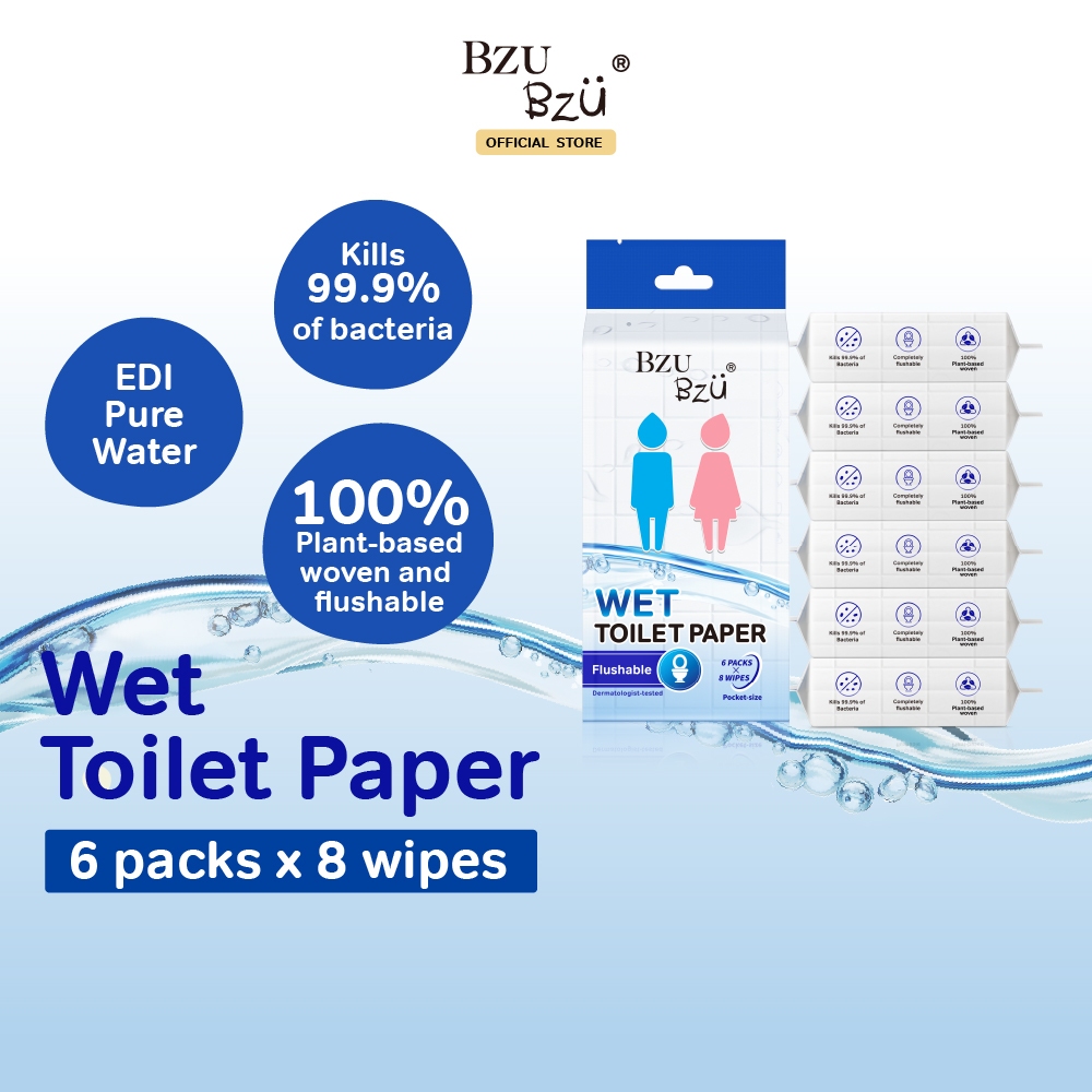 BZU BZU Wet Toilet Paper (6 Packs x 8 Wipes) Shopee Malaysia