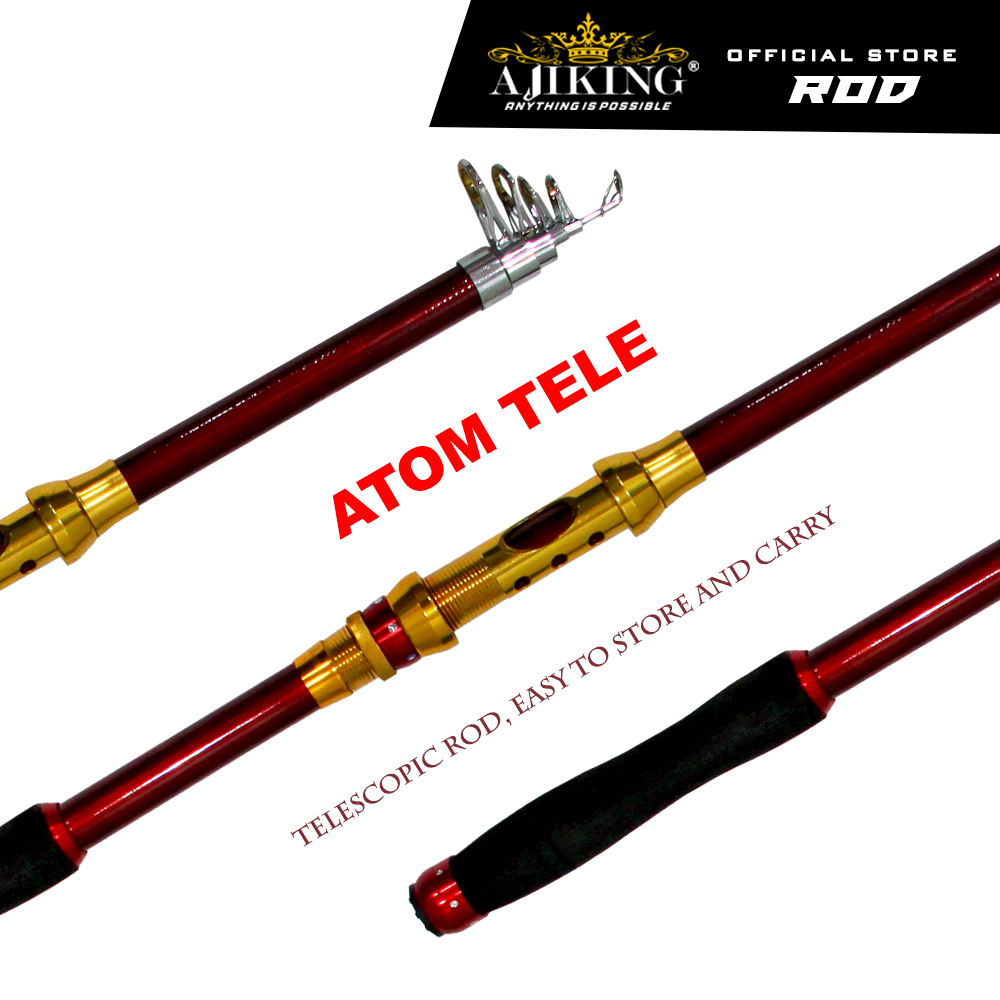 Ajiking Atom Tele Rod (1.8M- 3.0M) Spinning Fishing Rod Joran Tele  Telescopic