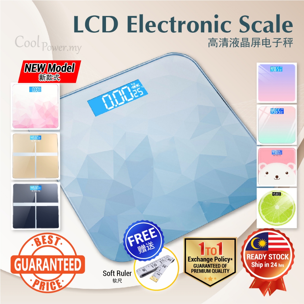 USB Digital Body Weight Scale Electronic Bathroom Glass Penimbang Berat ...