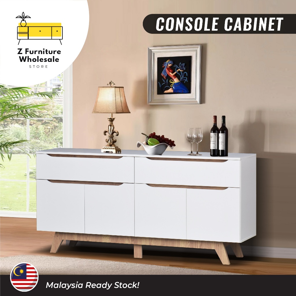 Multi-Function Sideboard Console Cabinet with 2 Drawers - Matte White ...