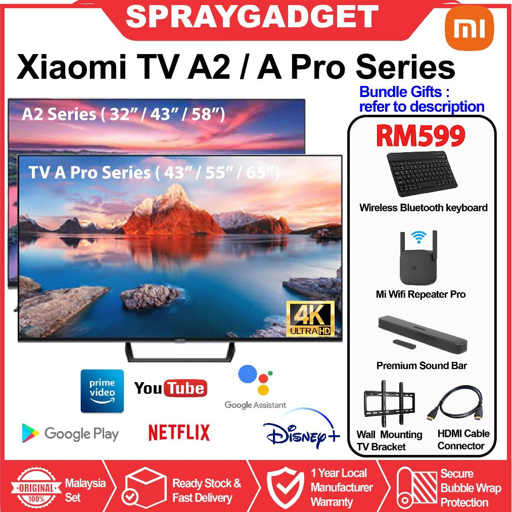 Xiaomi TV A Pro (43"/55"/65") TV A (32"/43"/55") Xiaomi TV A2 (43"/58") 2 Year Xiaomi Malaysia