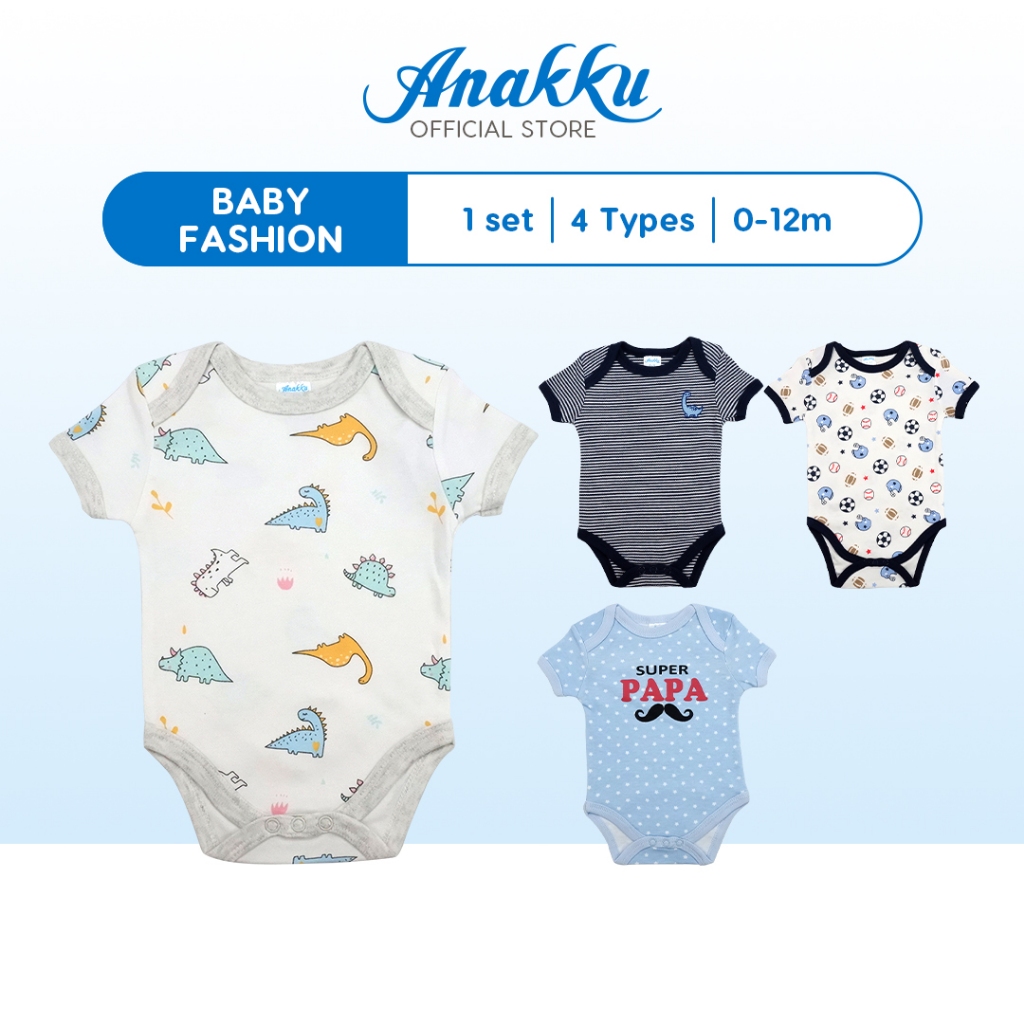 Anakku Newborn Baby Boy Short Romper Bodysuit [012M] Baju Bayi Lelaki
