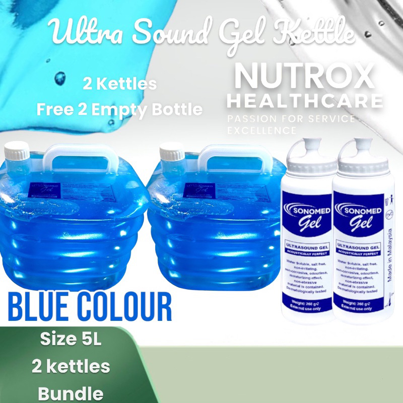 Ultrasound Gel 2 Kettles Bundle 5L Blue / Colourless, Unique waterbased suitable for all