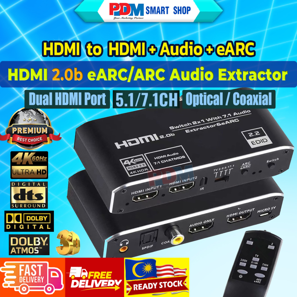 Hdmi Audio Extractor 4k Monitor OREI EARC 4K 60Hz Audio Extractor