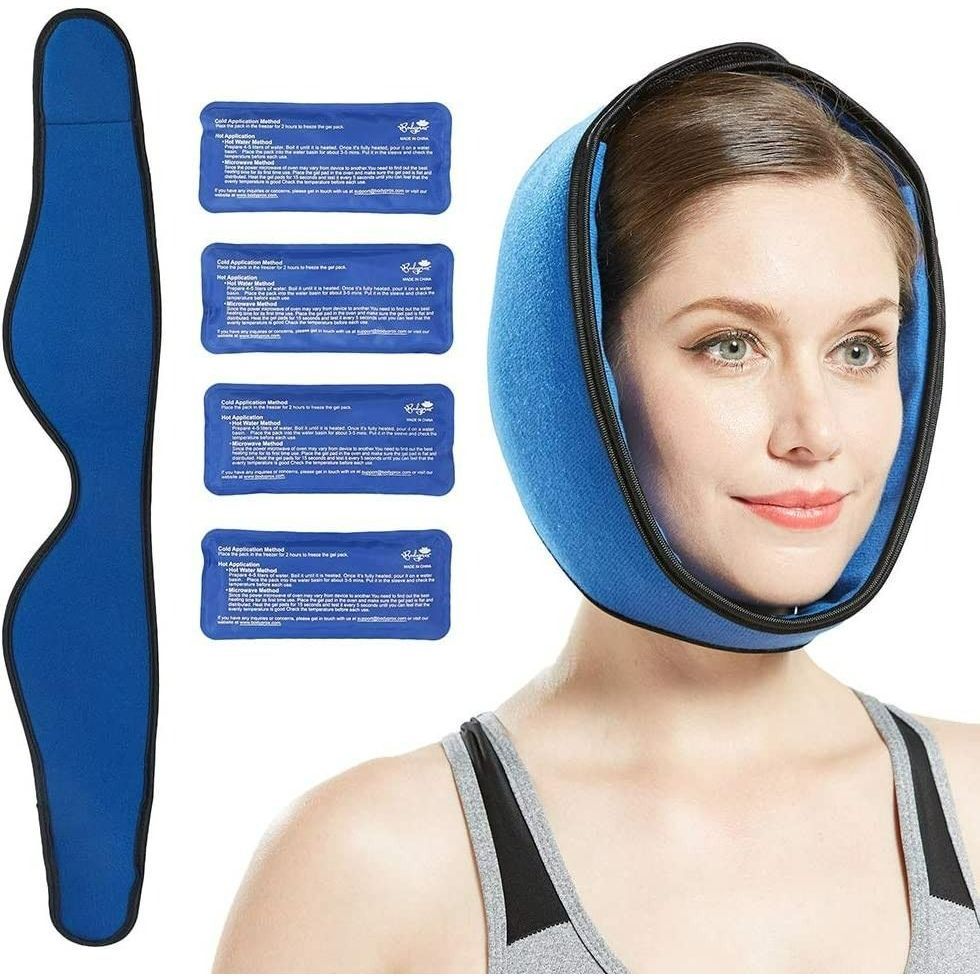 Face Ice Pack Jaw Head and Chin Adjustable Hot and Cold Wrap for
