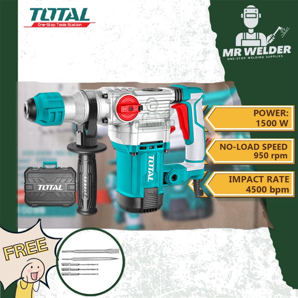 TOTAL TH1153216 1500W Rotary Hammer Tukul Putar Rotary Demolition