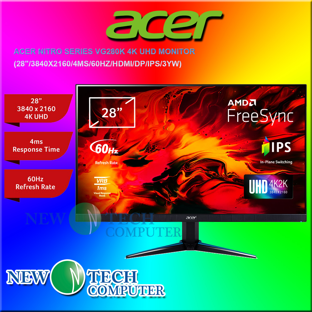 Acer Nitro VG280K 28" IPS 4K UHD 60HZ 4MS AMD Freesync / G-SYNC ...