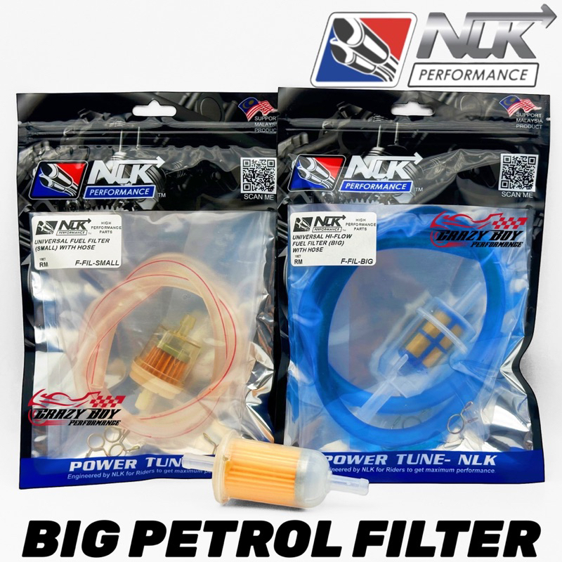 NLK PERFORMANCE BIG PETROL FILTER FUEL FILTER BESAR KECIK WITH HOSE SET ...