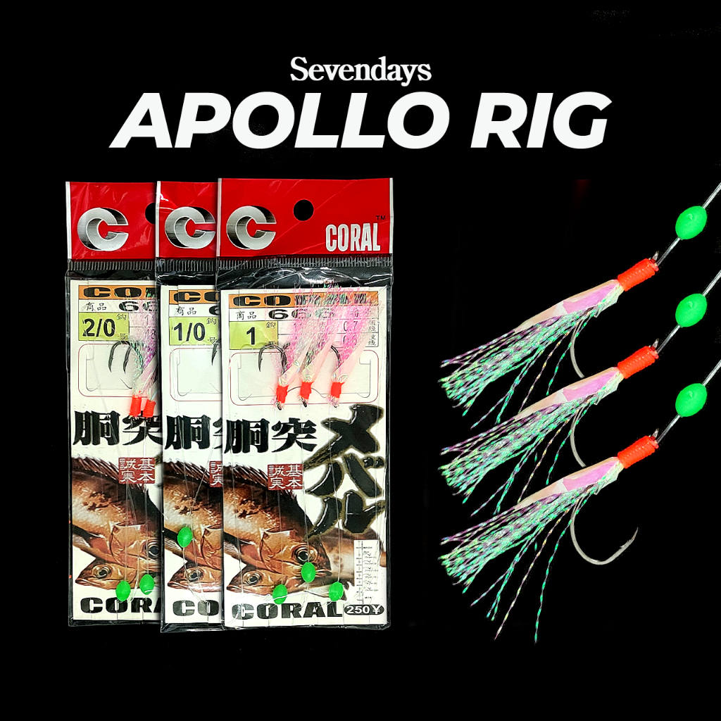 Apollo Rig 1 2/0 Perambut Sabiki Luminous Fishing Pancing Dasar