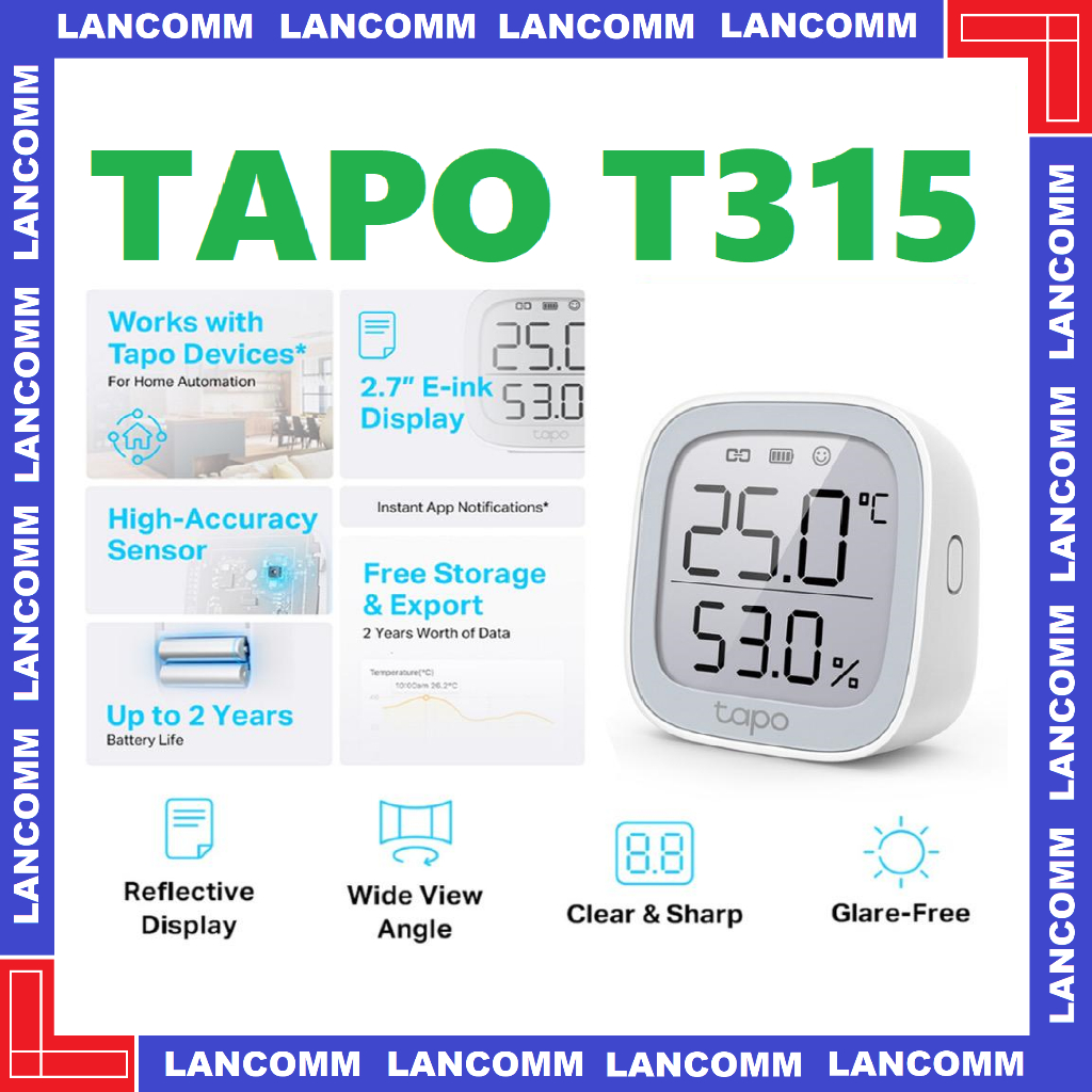 Tapo T315 Smart Home Temperature & Humidty Monitor (Tapo T310 / T100 ...