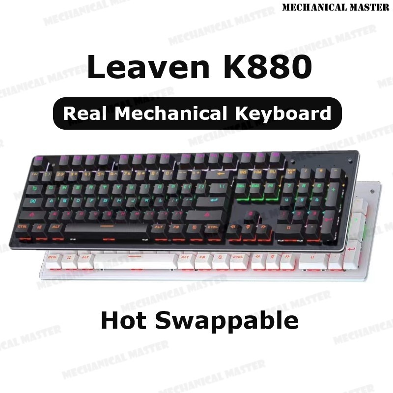 Leaven K880 Real Mechanical Keyboard full size Gaming 104 Keys Mix