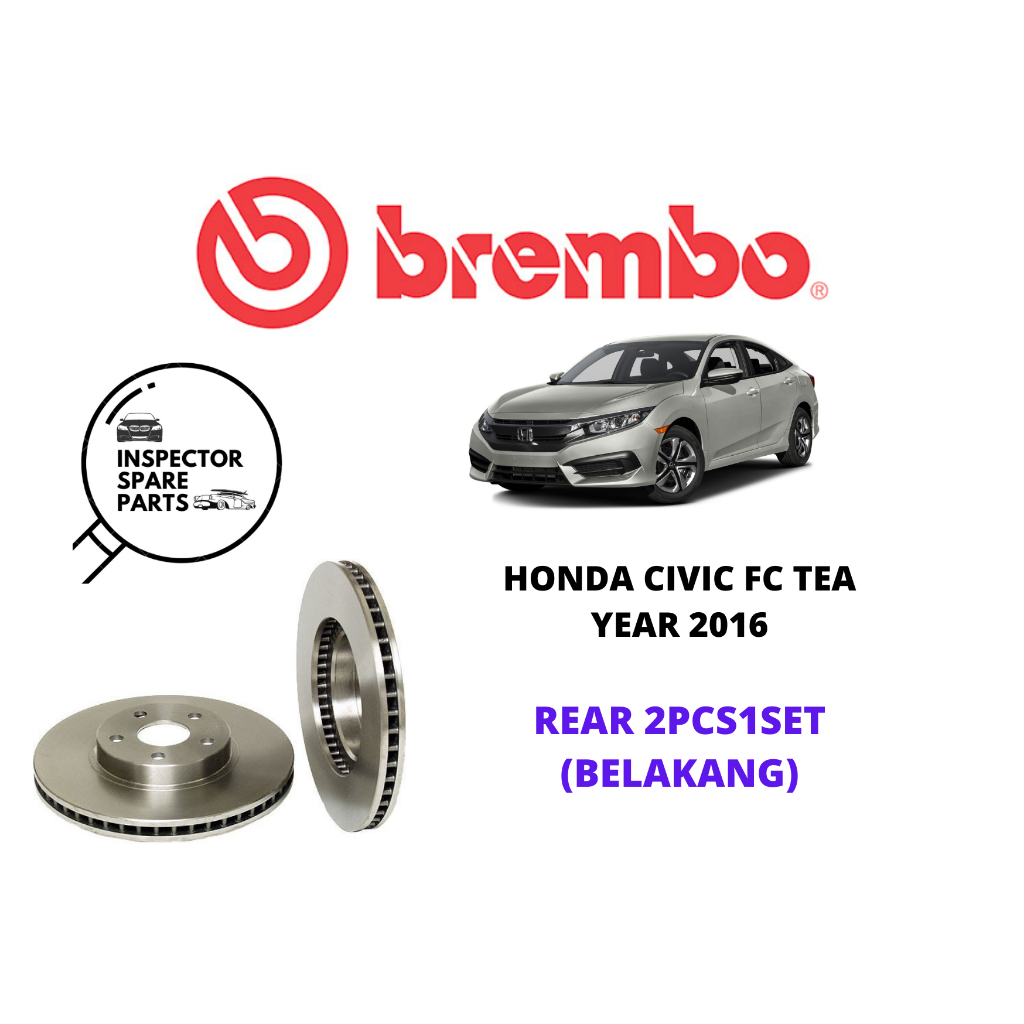 (2PCS1SET) 100% ORIGINAL BREMBO HONDA CIVIC FC TEA REAR DISC ROTOR 08 ...