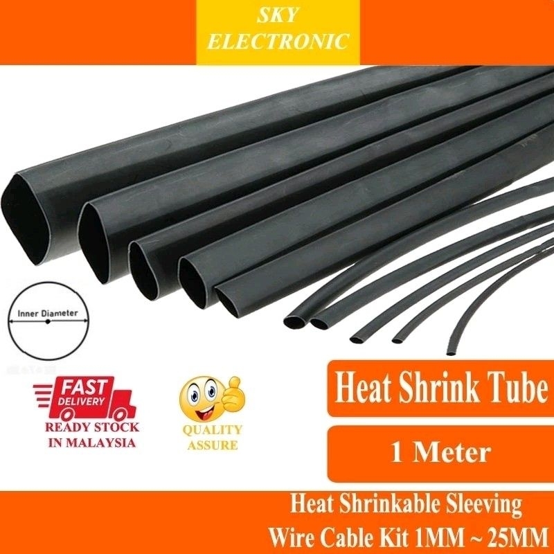 1Meter Heat Shrink Tube / Heat Shrinkable Sleeving Wire Cable Kit 1MM ...