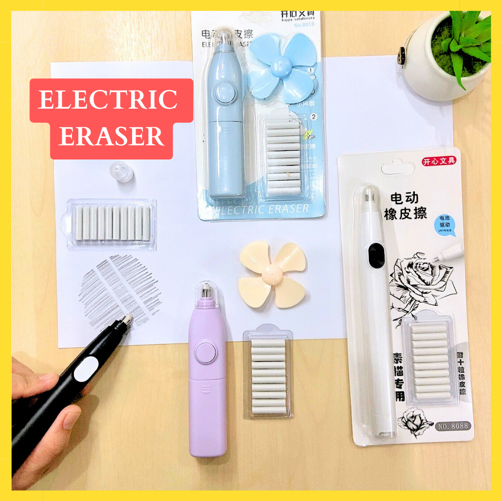 2in1 Refillable Electric Eraser Fan Drawing Pencil Stationery