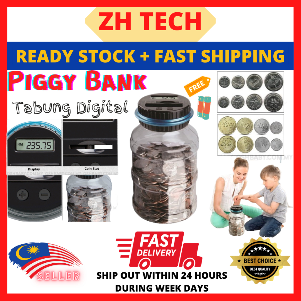 Piggy Bank TABUNG DIGITAL Coin Saving Box Counter LCD Duit Syiling ...