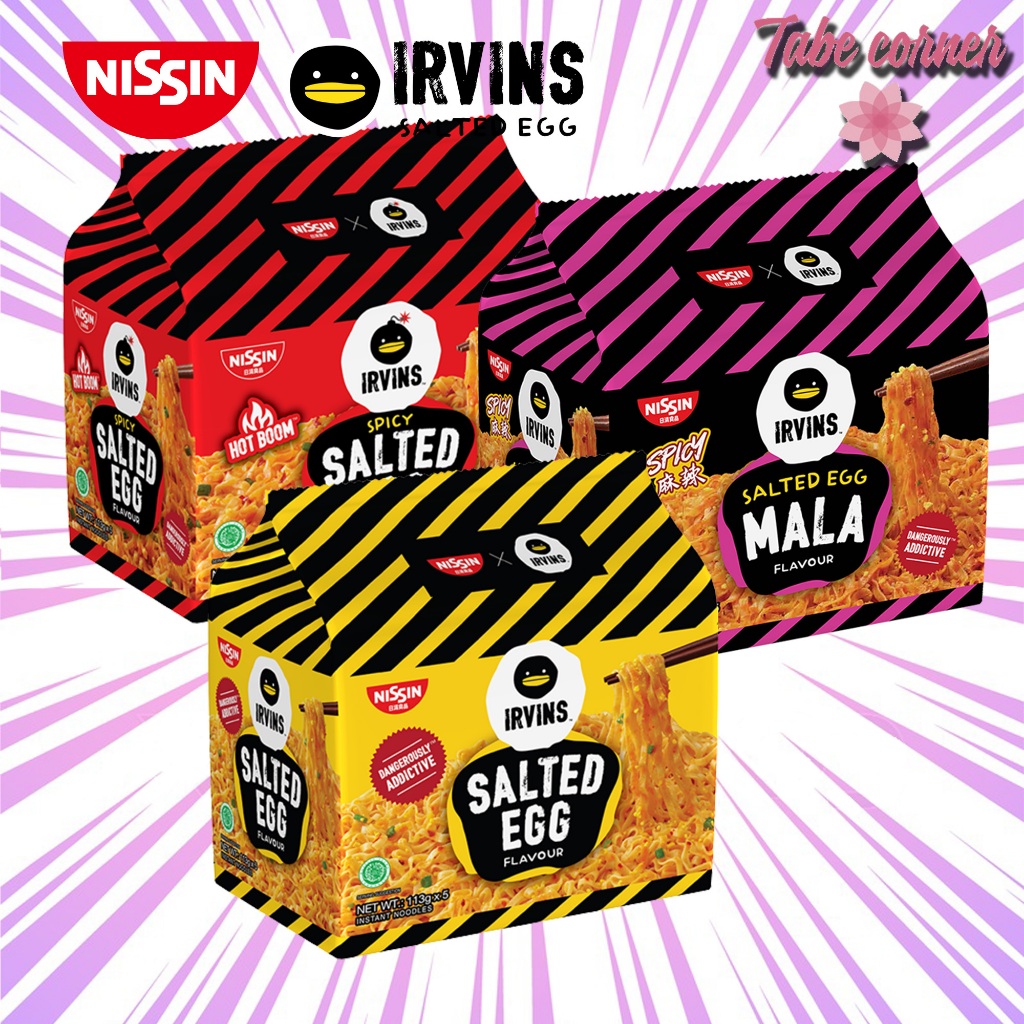 【HALAL】NISSIN x IRVINS Instant Noodles Salted Egg Spicy Salted Egg (5's ...