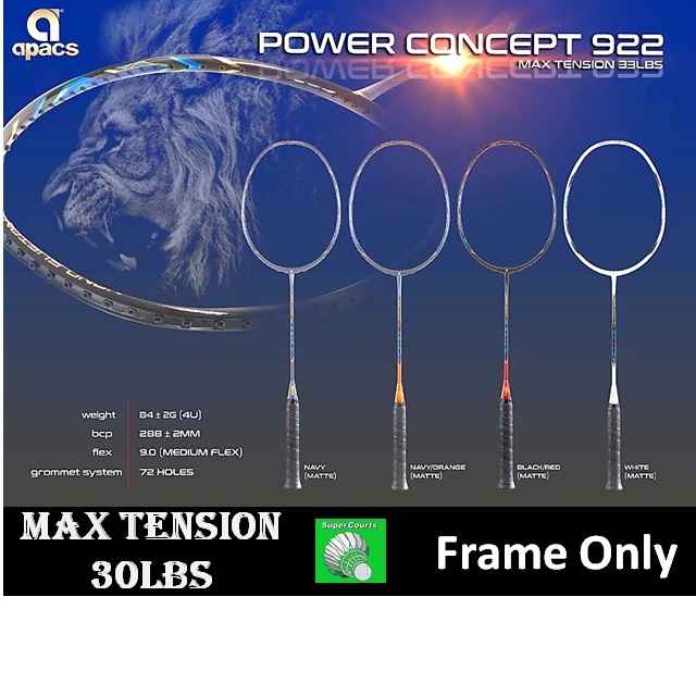 【Original】Apacs Power Concept 922 (No String) Badminton Racket (1pcs ...