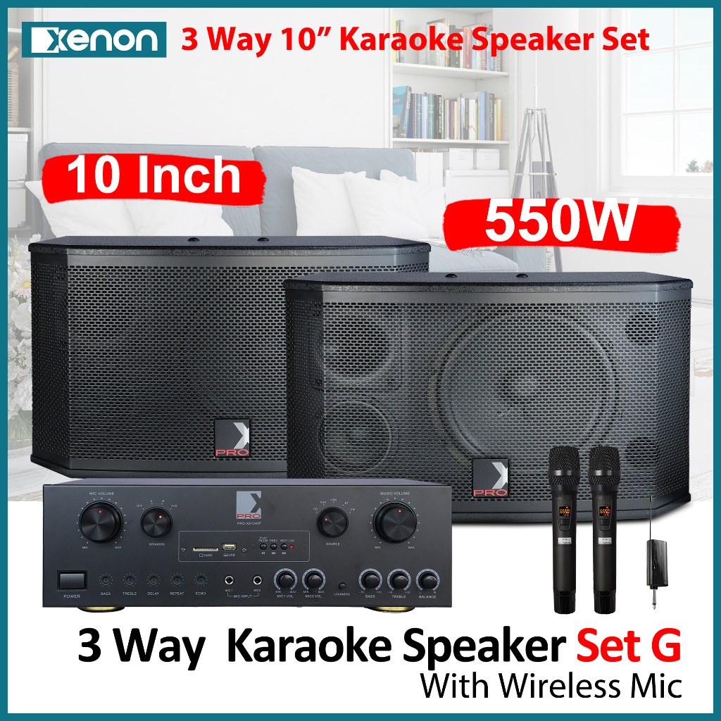 Xenon Karaoke Speaker Set 10inch 3 Way Karaoker Speaker Full Set With