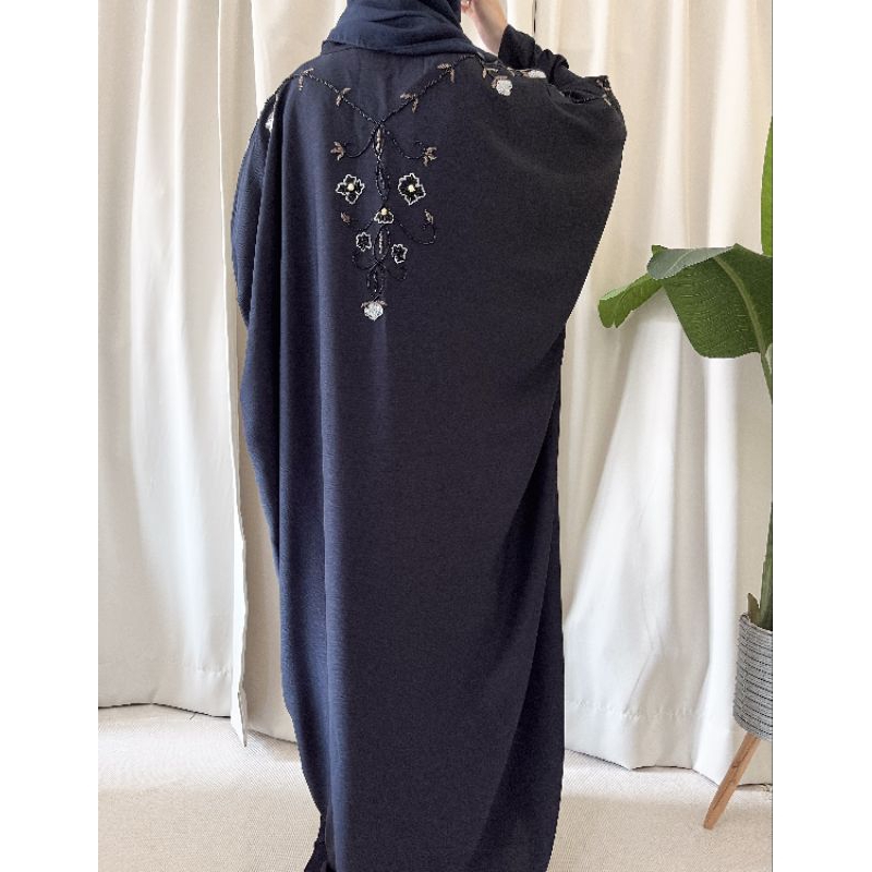 Amani Textured Abaya Outer - Ash Blue main image 1
