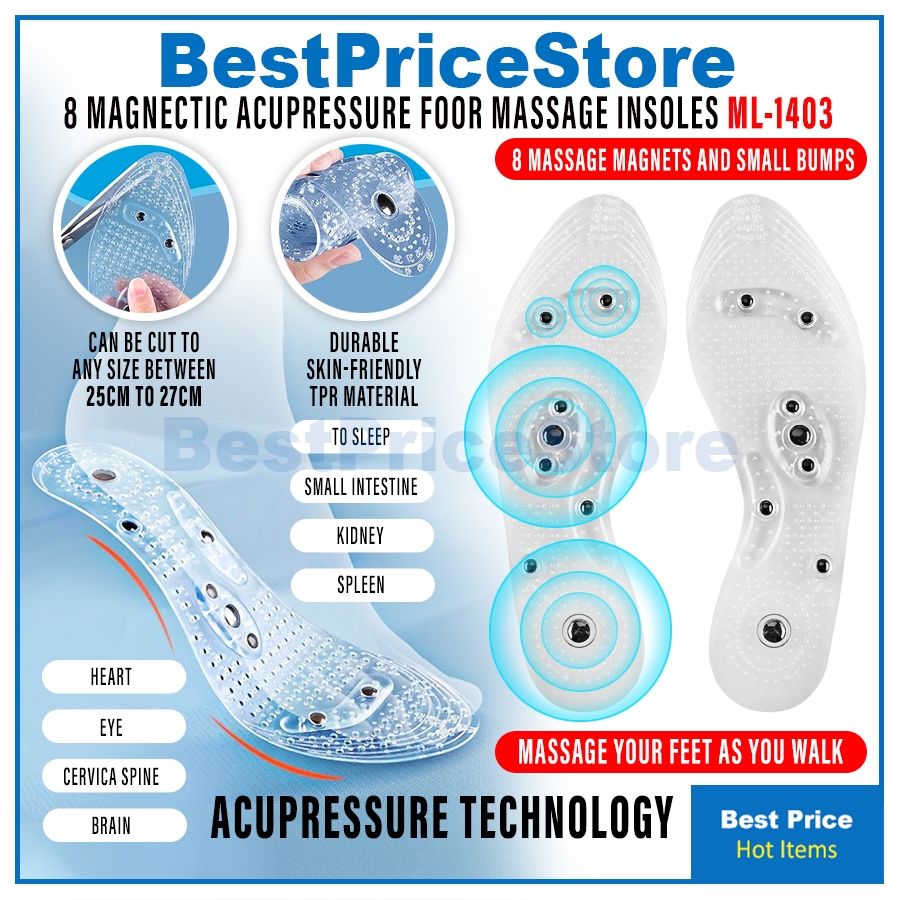 Bps 1 Pair Magnetic Foot Massage Insoles Acupressure Shoe Pads Therapy