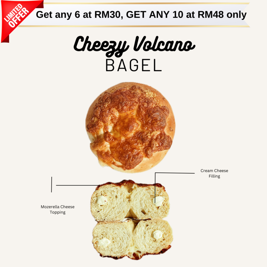 HALAL BAGEL Cheezy Volcano Healthy, Less Sugar, No Fat Breakfast, Lunch, Dinner Cheese