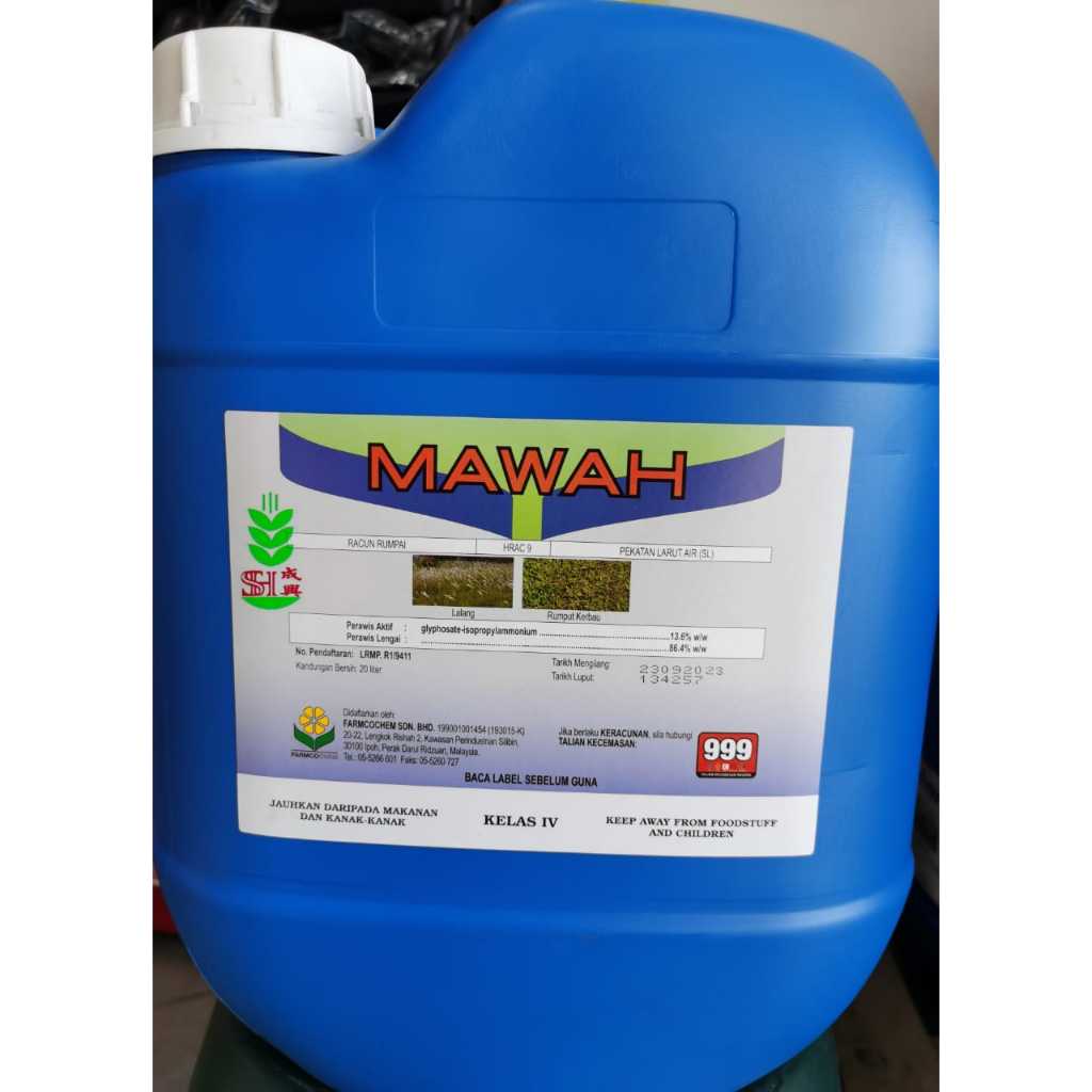 20L Mawah Farmcochem Glyphosate 13.6% /Racun Rumput Lalang /Complete ...