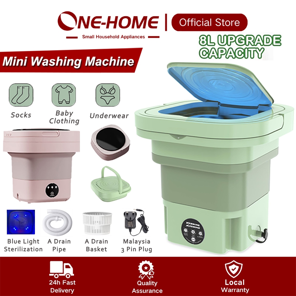 ONE HOME Mini Folding Washing Machine With Drain 8L Portable Mesin