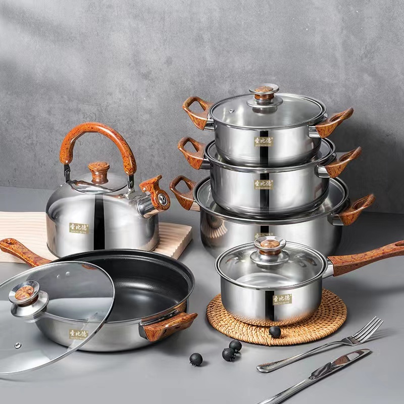 Set of pots, stainless steel pots, pans, kettles, pots with handles