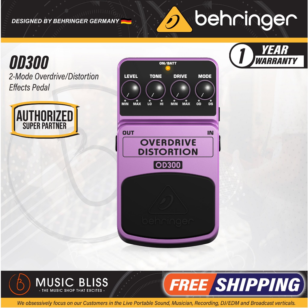 Behringer OD300 Overdrive / Distortion Effects Pedal (OD300 / OD 300) Shopee Malaysia