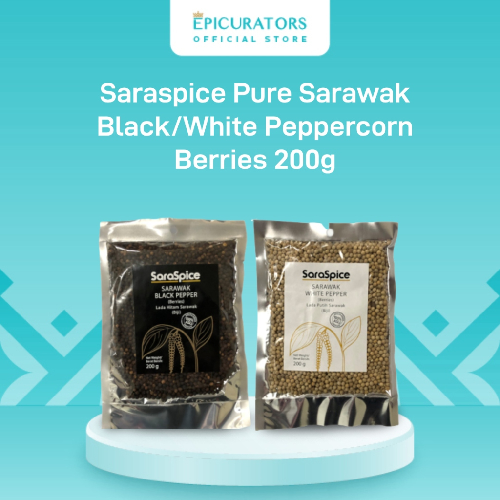 Saraspice Pure Sarawak Black/White Peppercorn Berries (200g) Shopee