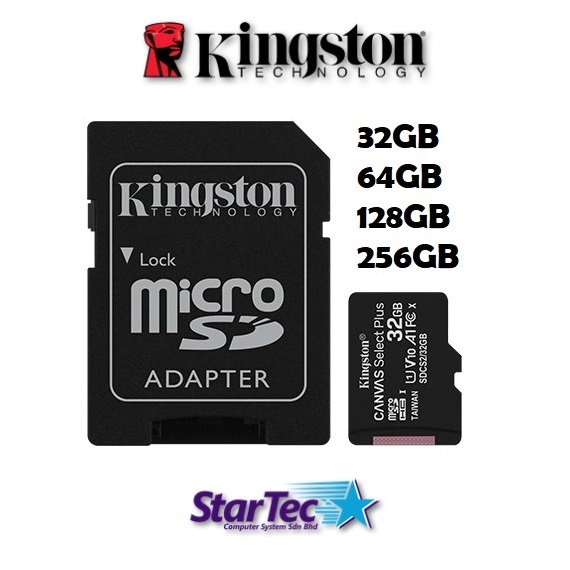Kingston Micro SD Card Memory Card 100MB/s Canvas Select Plus Class 10