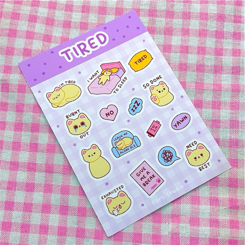 Tired Kitties Sticker Sheet 🐱😴 | Shopee Malaysia