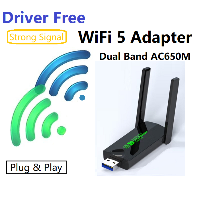 650Mbps Dual Band Mini 11AC USB Wireless WiFi Adapter With External ...