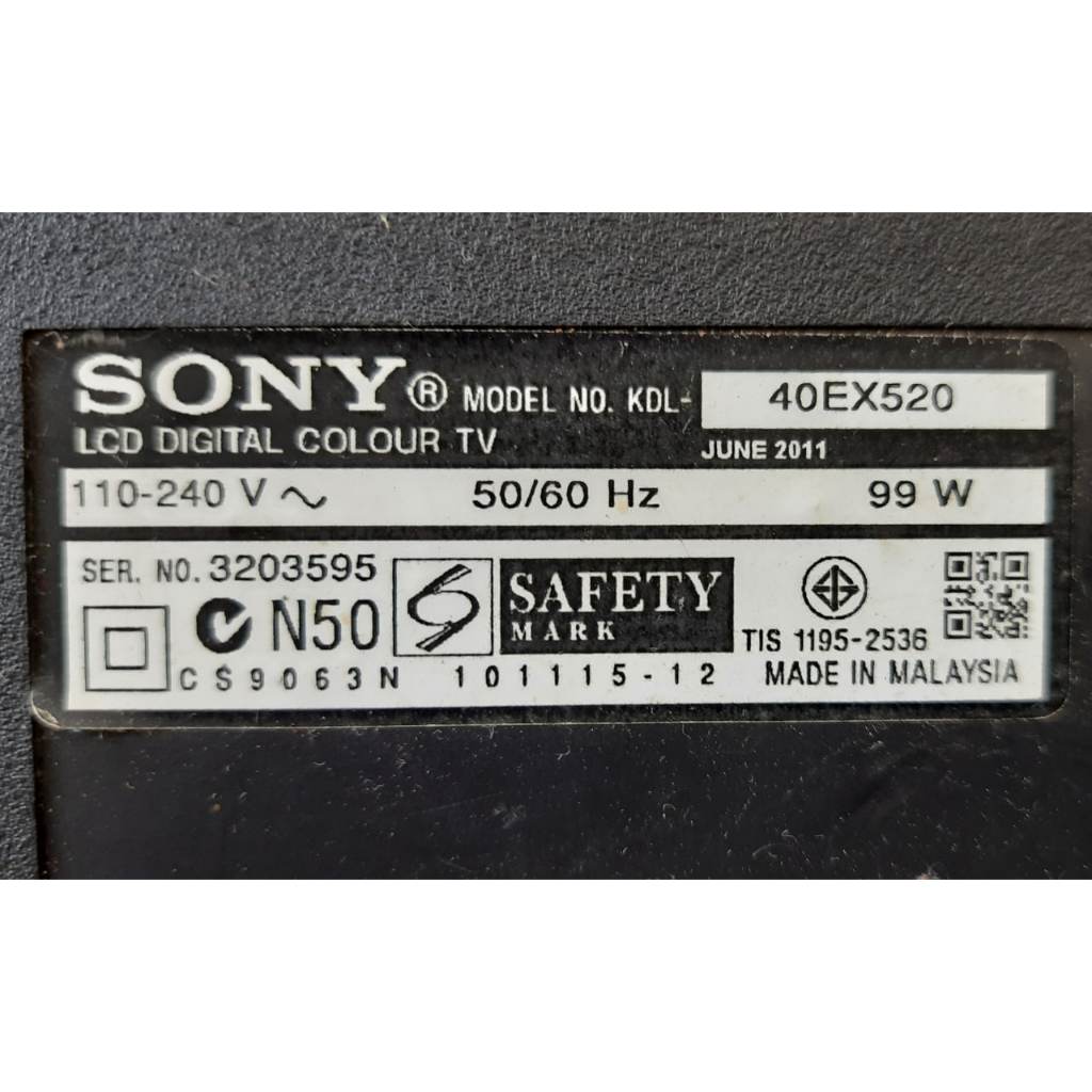 SONY KDL40EX520 ORIGINAL MAINBOARD, POWERBOARD, TCON, IR INTERFACE