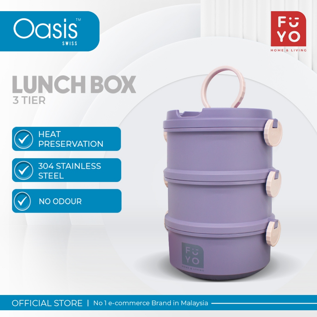 Fuyo Three Tier Lunch Box 304 Stainless Steel Shopee Malaysia