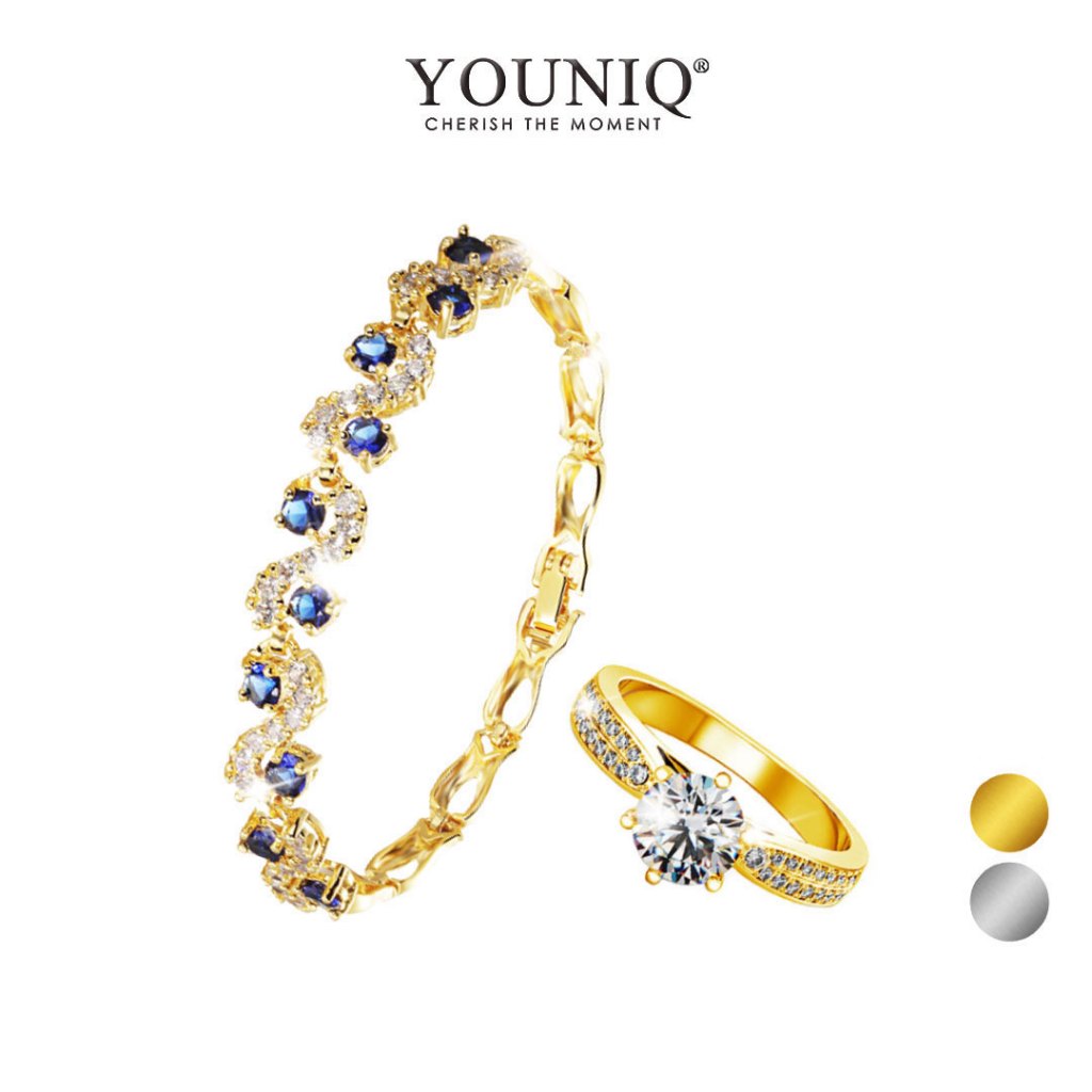 YOUNIQ CRESCENT & ESTELA Cubic Zirconia 18K Gold / Silver Bracelet