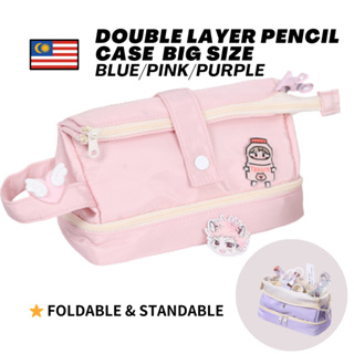 Factory Wholesale mixed colors pen bag double-layer pencil case kawaii  pencil bag