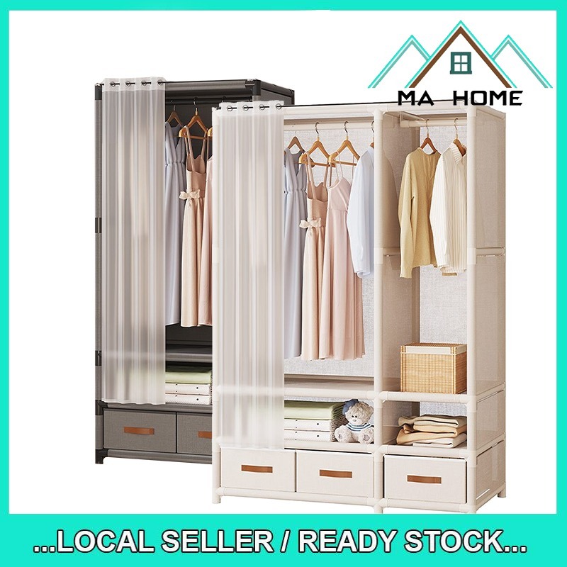 MA Home Elegant Large Capacity Stainless Steel Rods Thick Dust Cover ...