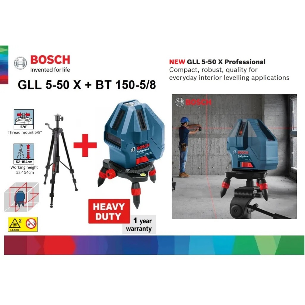 Bosch GLL 550 X SelfLeveling 5Line Laser + BT 150 Tripod Stand