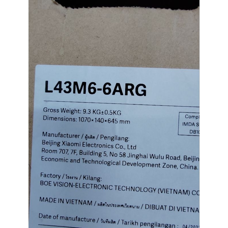 MI L43M6-6ARG LED TV PowerBoard MainBoard speakers T-CON Wifi speakers ...