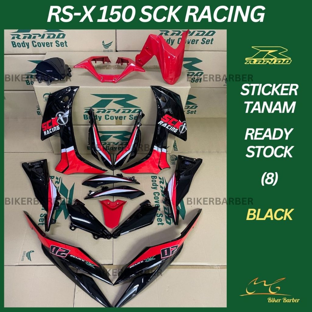 Rapido Cover Set Honda Rs X Rsx Sck Racing Black Body Coverset Sticker Tanam Shopee