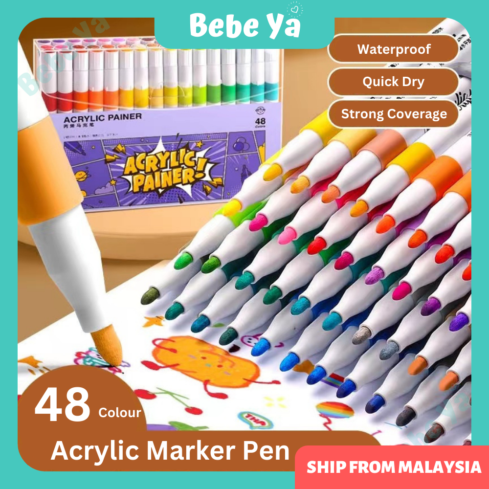 Acrylic Paint Marker Pen Set 24/48pcs - Kids Arcylic Markerpen ...