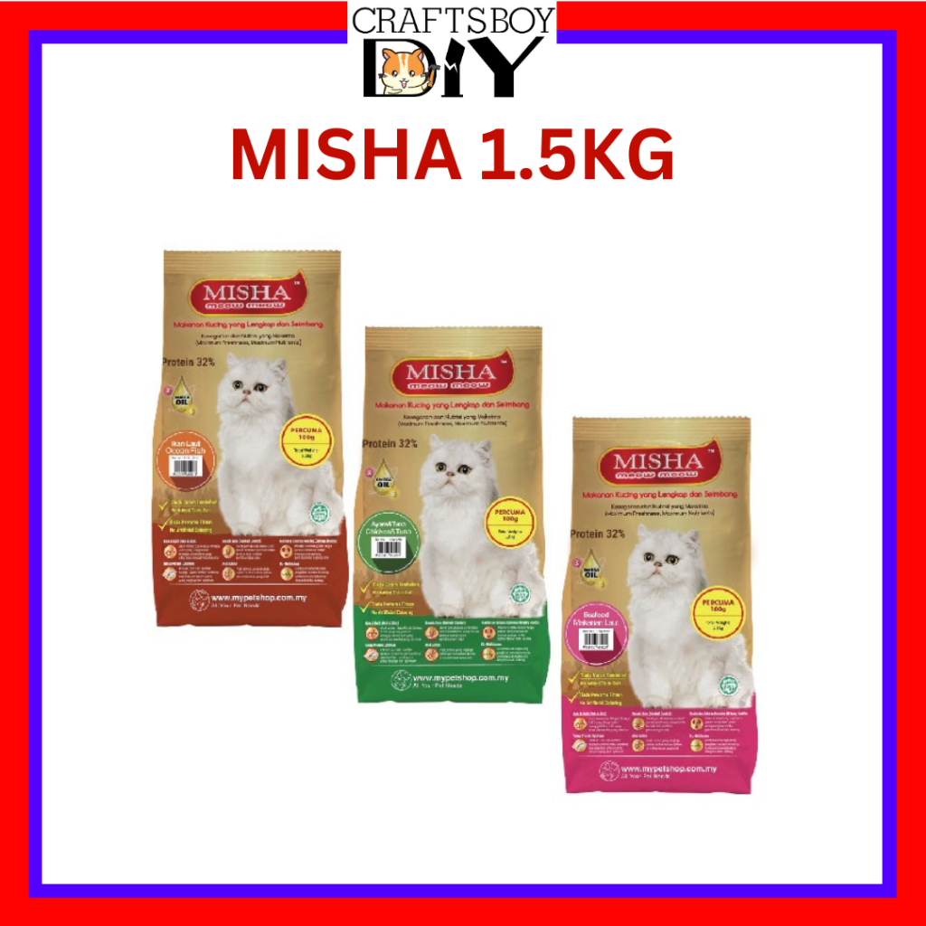MISHA Cat Dry Food 500g repack 1.5kg Ocean Fish Seafood Chicken Tuna