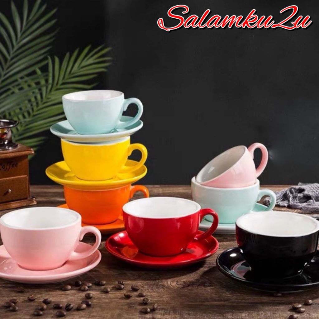 12 pcs Candy Cup & Saucers Cappuccino Coffee Cup European Style Colourful  Ceramic Barista Latte Cup