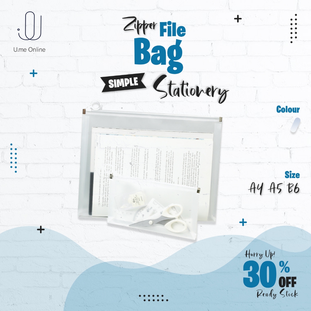 U.me A4/A5/B6 Transparent Ring Binder Zipper File Bag for Study ...