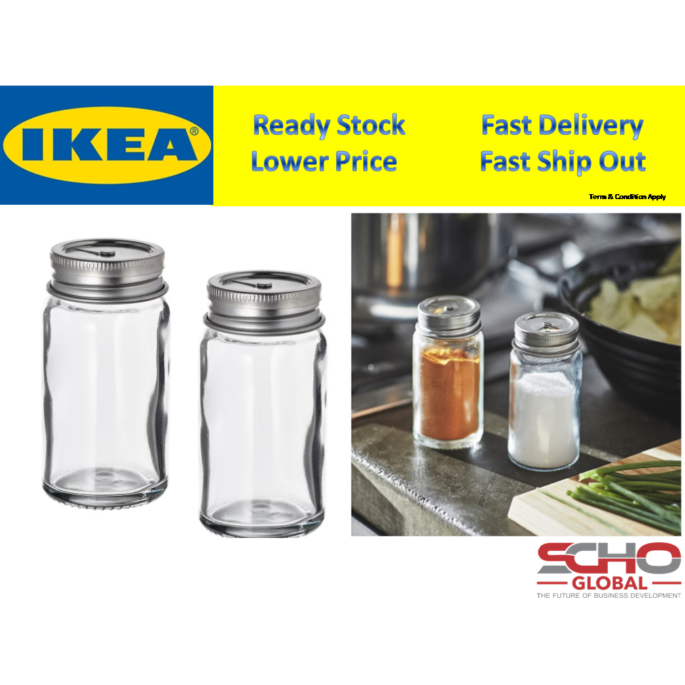 IkeaCITRONHAJ Salt and pepper shakers, clear glass/stainless steel, 8